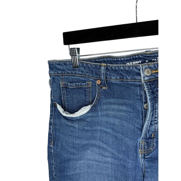 Old Navy High Rise OG Straight Jean Shorts Women 16 Blue Denim Cuffed - Picture 9 of 9